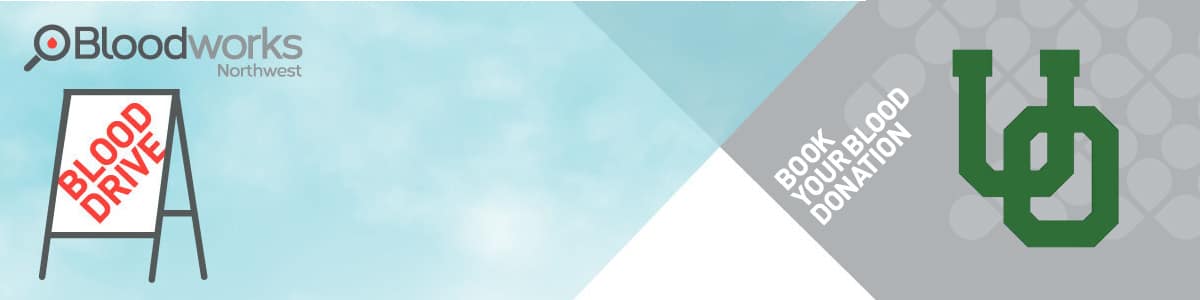 blood drive sign and U of O symbol