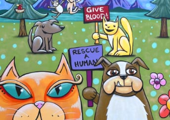 card_mural_344x244 Cat and Dog Cartoons Holding up Signs