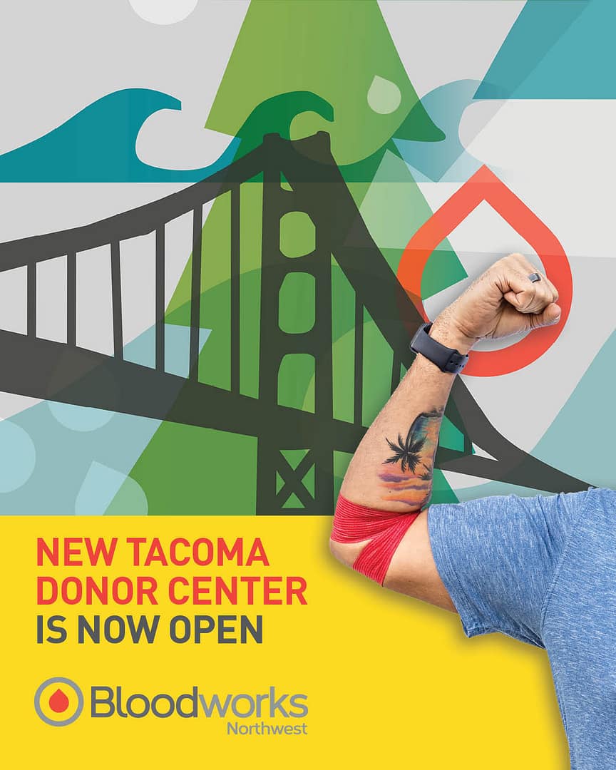 Tacoma, we’re officially OPEN! ❤️🎉

Our new Tacoma Donor Center is now welcoming donors for both whole blood and platelet donations, helping save lives across our community every single day.

Schedule your appointment at the link in our bio.

#BloodworksNW #Tacoma #DonorCenter #GiveBlood