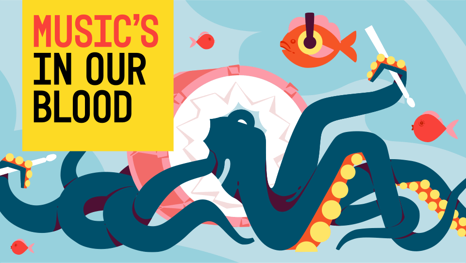 miob5_general_card Octopus on Blue Background